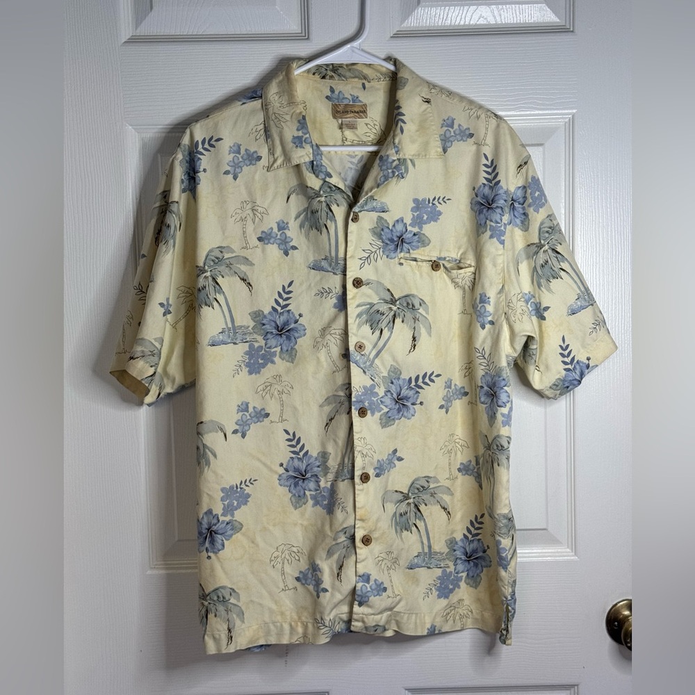 Island Paradise 100% Silk Shirt Hawaii Tropical Men’s Size L